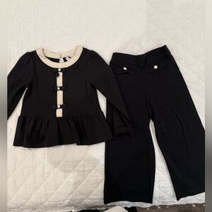 Janie and Jack black and cream matching set